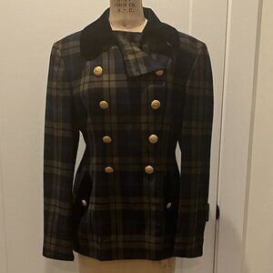 Mondi Wool Navy/Tan Tartan Blazer, Sz 40